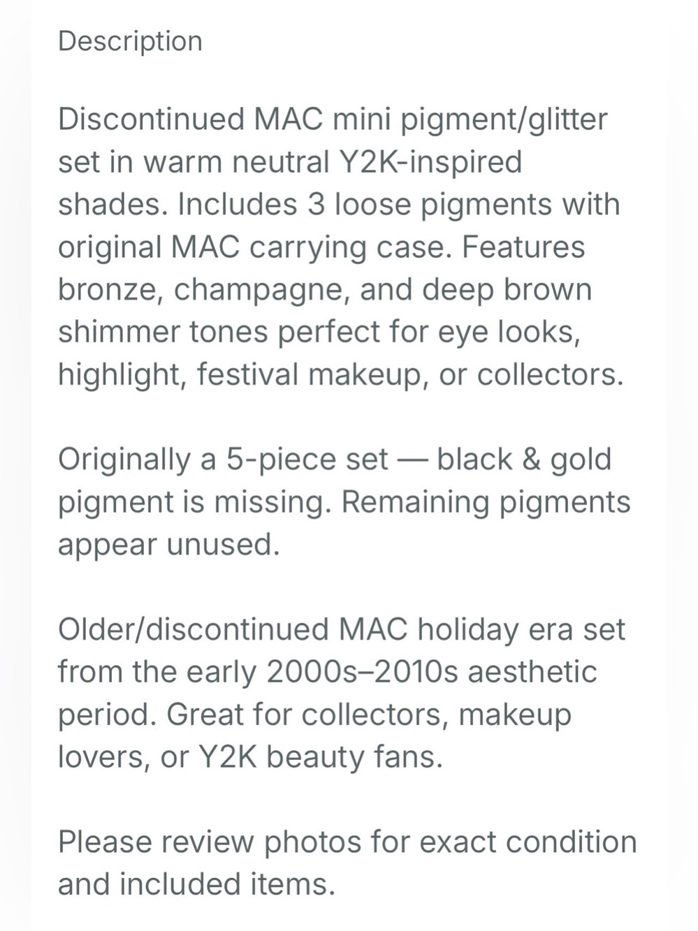 MAC Cosmetics Eyeshadow Pigment Set - Champagne, Rose Gold, Bronze - Picture 9 of 9